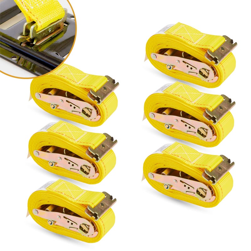 KODIAK STRAPS 6 Pack E-Track Ratchet Straps 2"" x 16' x 4 400 lbs Strength for Cargo Tie Down in Enclosed Trailer & Van by KODIAK STRAPS - Image 1